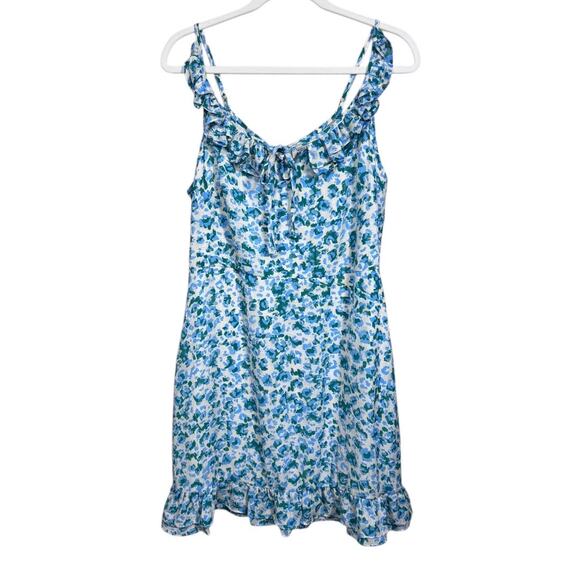 Molly Bracken Floral Print Ruffle Trim Sleeveless Mini Dress - NWT - Size L - Picture 1 of 5